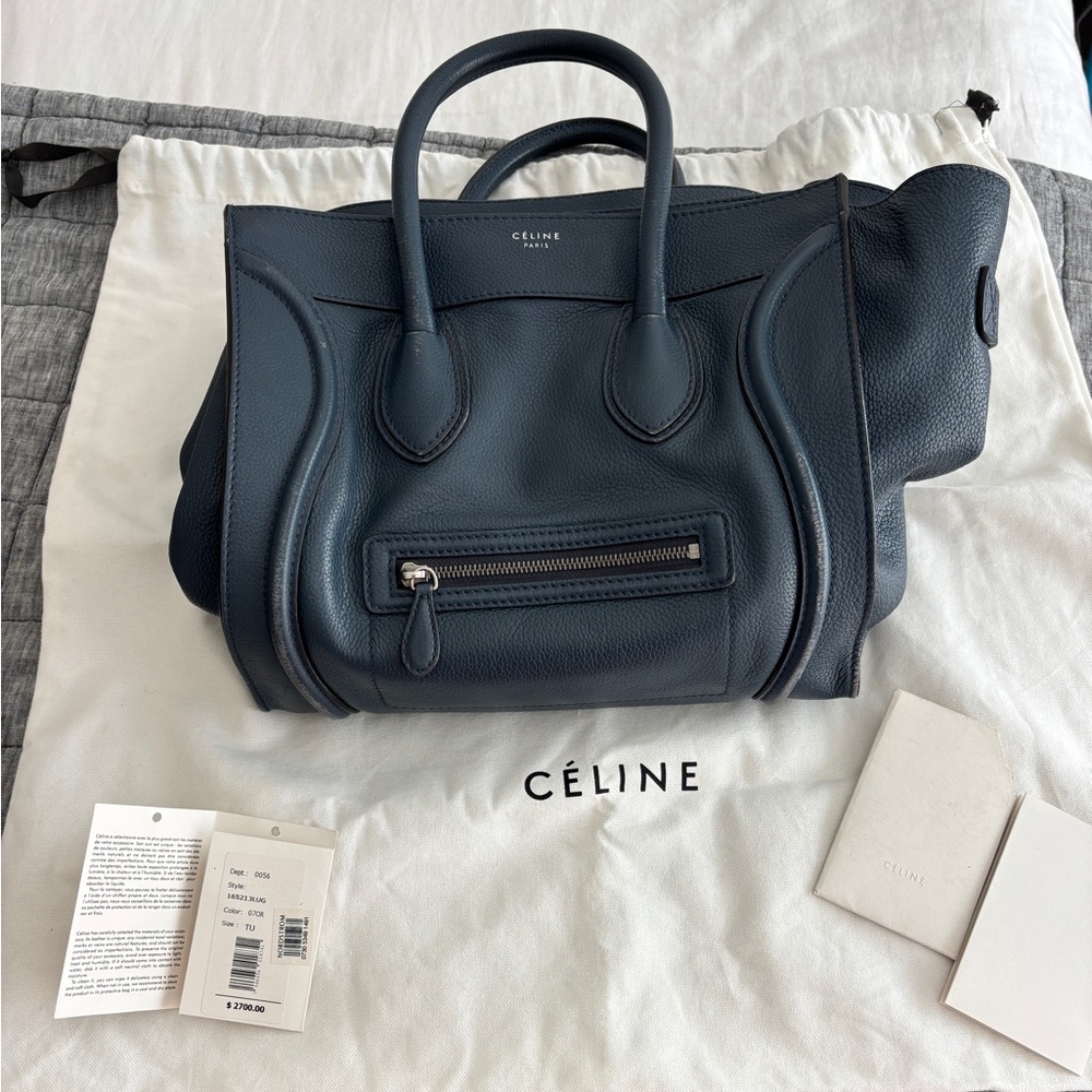 Celine luggage mini navy blue